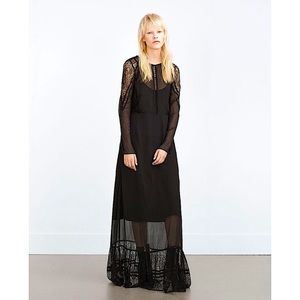 (SOLD)ZARA Lace Trim Maxi Dress